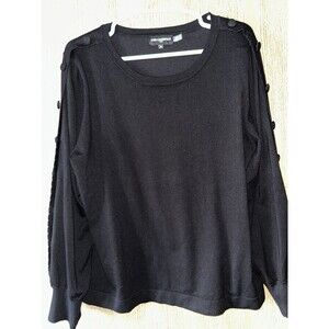 XL Black Long Sleeve Sweater  Top with Button Details Karl Lagerfeld Paris